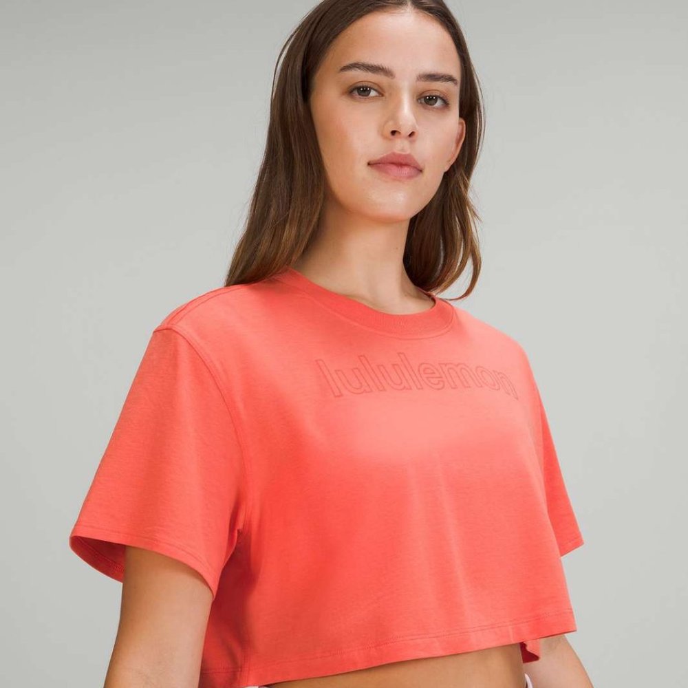 NWT Lululemon All Yours Crop Tee Graphic Warm Coral Size 2 Original: $54